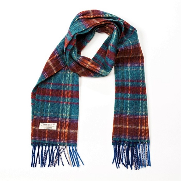 The Shepherd's Knot Other - New Ireland Lambs Wool Scarf Blue Teal Red-Brown